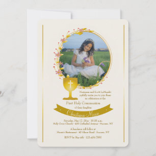 Gold Communion Cup Photo Invitation