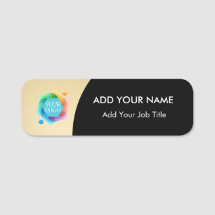 Gold Company Logo Employee Name Tag Pin Badge