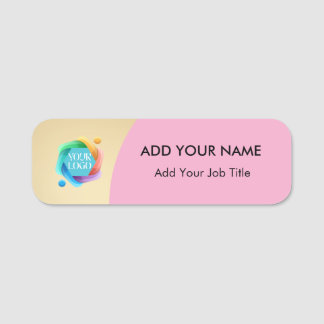Gold Company Logo Employee Name Tag Pin Badge