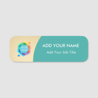 Gold Company Logo Employee Name Tag Pin Badge