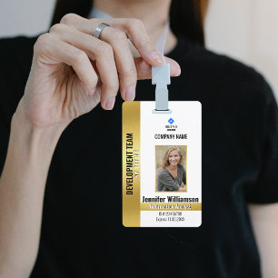 Gold Company Security QR Code Employee Photo ID ID Badge