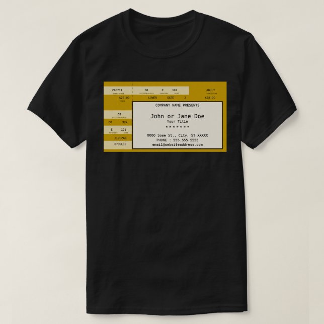 gold concert ticket T-Shirt (Design Front)