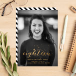 Gold Confetti 18th Birthday Photo Invitation<br><div class="desc">Gorgeous design black and white photo with gold accent 18th birthday party invitation. For best results, use a black and white photo with a lot of black at the bottom of the photograph. If you need help making your colour photo black and white or cropping it to make sure the...</div>