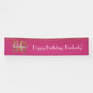 Gold Confetti 50 & Fabulous Happy Birthday, Pink Banner