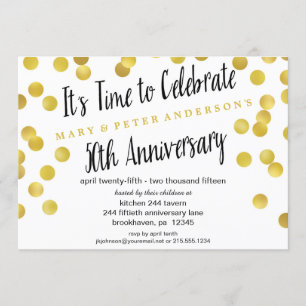 Gold Confetti 50th Anniversary Party Invitations