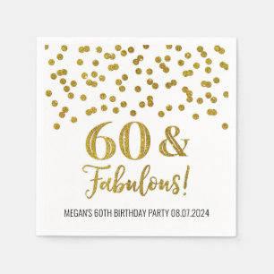 Gold Confetti 60 & Fabulous Birthday Napkins