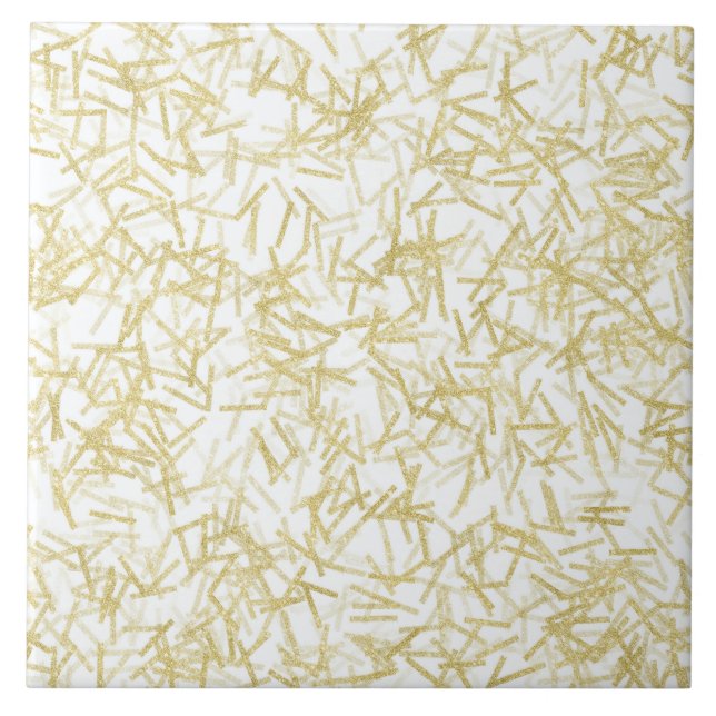 Gold Confetti Abstract Ceramic Tile (Front)