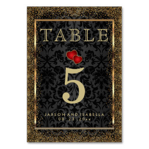 Gold Confetti and Black - Table Card