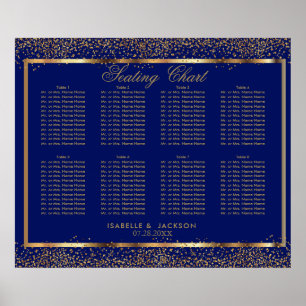 Gold Confetti and Dark Blue - 8 Seating Chart