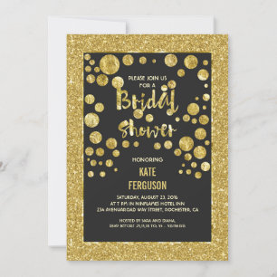 Gold Confetti and Glitter Chic Bridal Shower Invitation