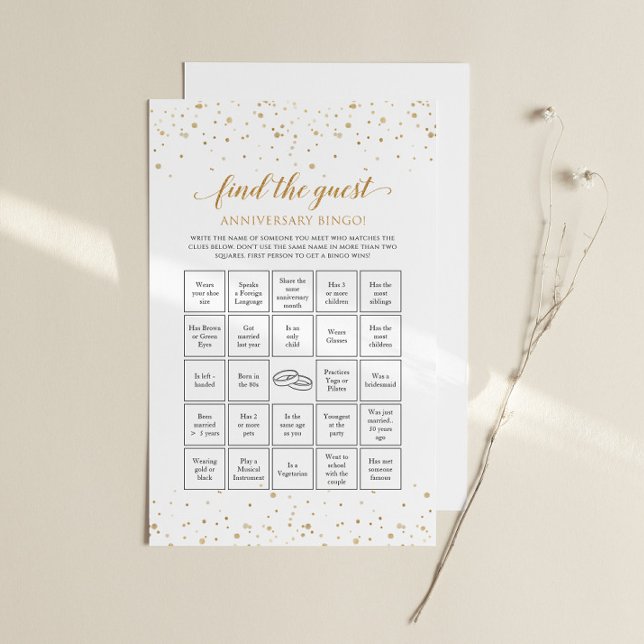 Gold Confetti Anniversary Game Bingo - GAC37e (Anniversary Game Bingo)