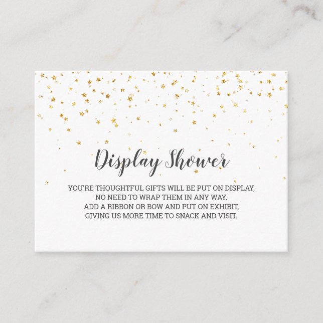 Gold Confetti Baby Display Shower Enclosure Card (Front)