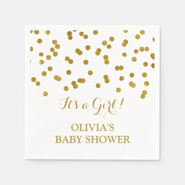 Gold Confetti Baby Shower Napkin (Front)