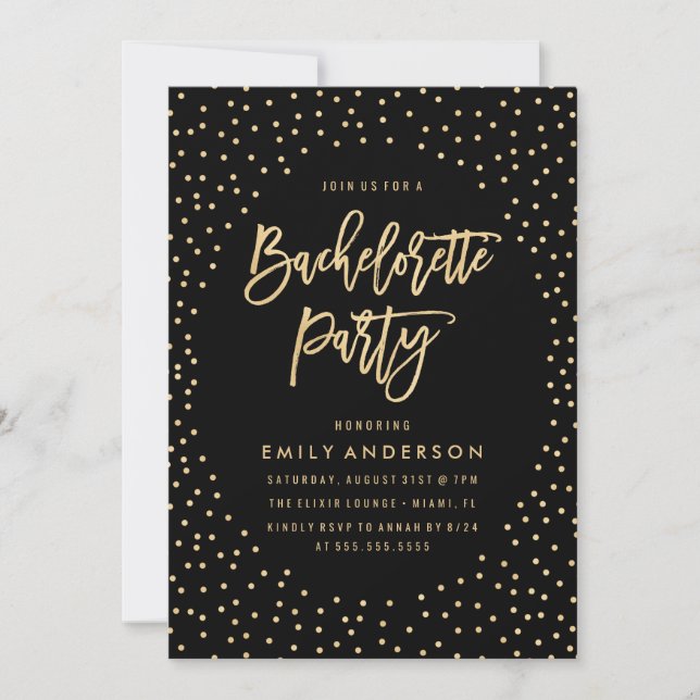 Gold Confetti | Bachelorette Party Invitation (Front)