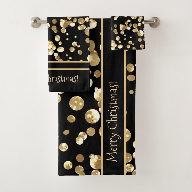 Gold confetti bath towel set (Insitu)