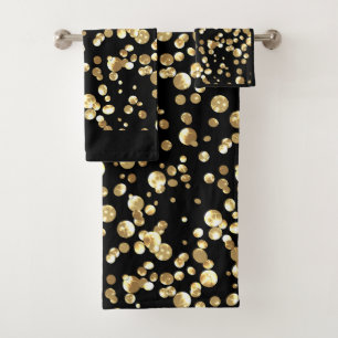 Gold confetti bath towel set