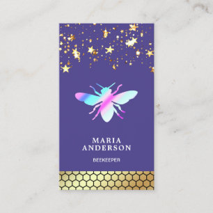 Gold Confetti Beehive Purple Honey Bee Beekeeper Business Card