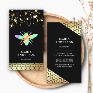 Gold Confetti Beehive Rainbow Honey Bee Beekeeper Business Card