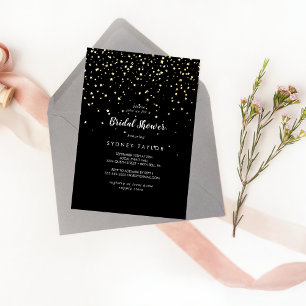 Gold Confetti Black Bridal Shower Gold