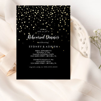 Gold Confetti|Black Rehearsal Dinner Gold 
