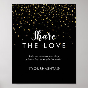 Gold Confetti Black Share the Love Sign