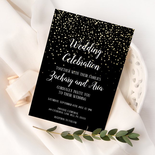 Gold Confetti|Black Wedding Celebration Gold (Creator Uploaded)