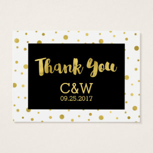 Gold Confetti Black Wedding Favour Tags