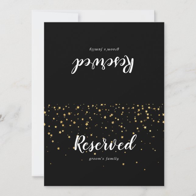 Gold Confetti | Black Wedding Reserved Sign (Front)