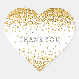 Gold Confetti Bling Thank You Heart Sticker