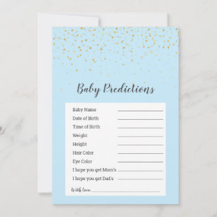 Gold Confetti Blue Shower "Baby Predictions" Game