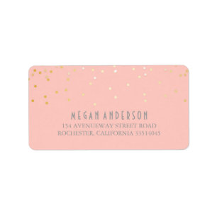 Gold Confetti Blush Pink Wedding Label