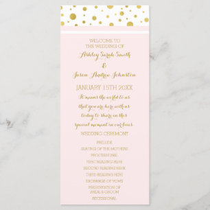 Gold Confetti Blush Pink Wedding Program