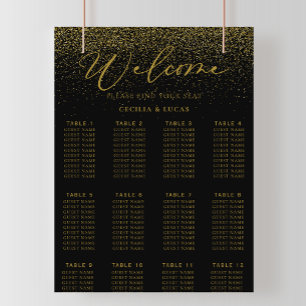 Gold Confetti Boho Black Wedding Seating Chart