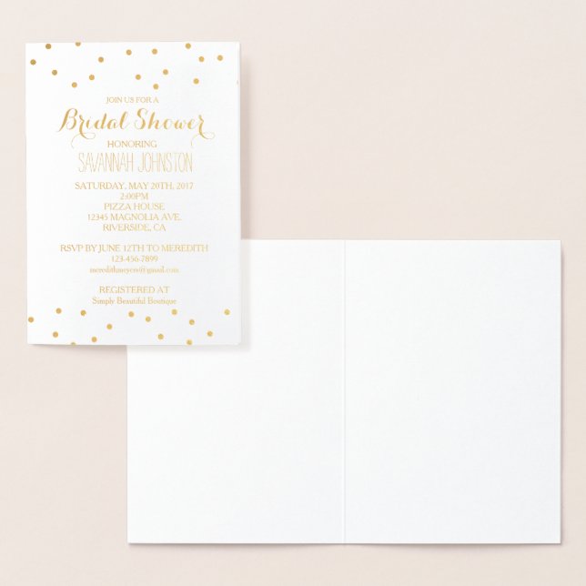 Gold Confetti Bridal Shower Foil Card (Display)