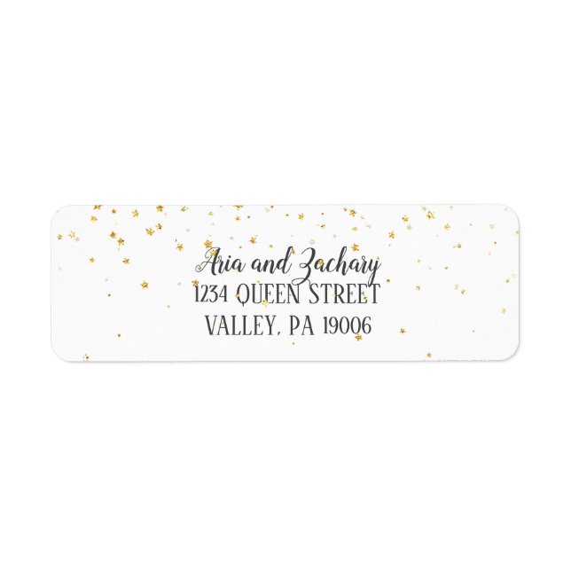 Gold Confetti Calligraphy Address Labels (Front)