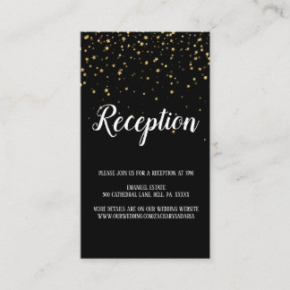 Gold Confetti Calligraphy | Black Reception Card