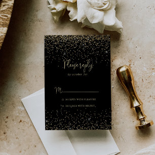 Gold Confetti Calligraphy Fancy Script RSVP
