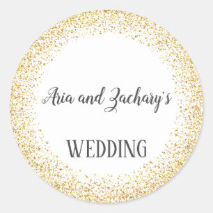 Gold Confetti Calligraphy Wedding Envelope Seals