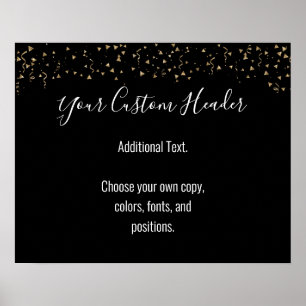 Gold Confetti Casual Black Do It Yourself Festive Poster