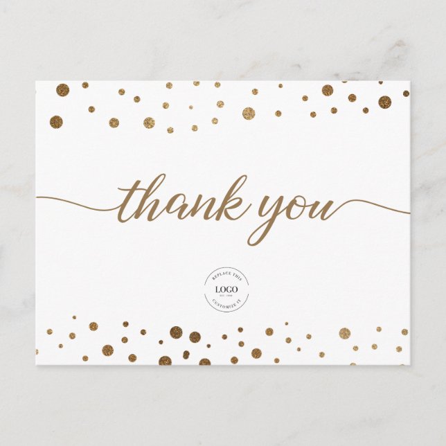 Gold Confetti celebration Business logo Postcard (Front)