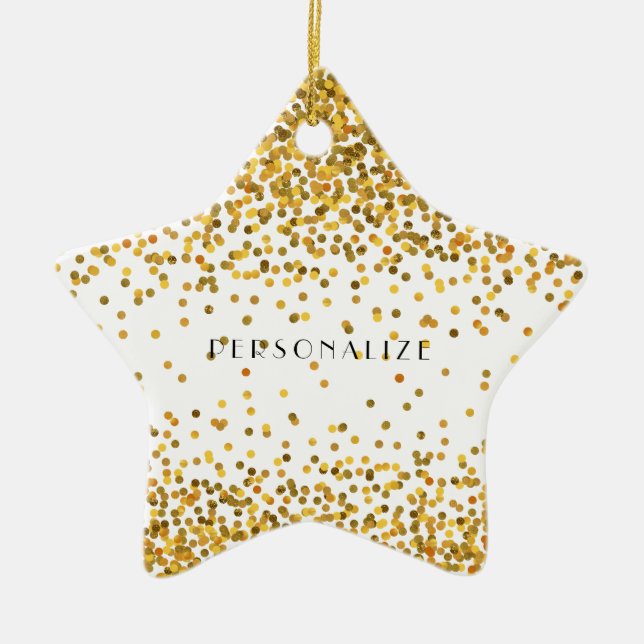 Gold Confetti Ceramic Ornament (Front)