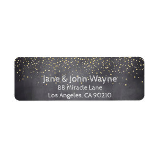 Gold Confetti Chalkboard Wedding Return Address Label