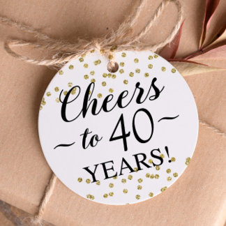Gold Confetti Cheers to 40 Years Favour Tags