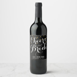 Gold Confetti CHEERS TO THE BRIDE Bridal Wine Wine Label