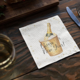 Gold Confetti Cheers to the New Year Napkin