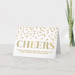 Gold Confetti Christmas Brother & Sister in Law Holiday Card
