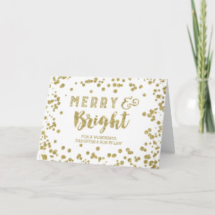 Gold Confetti Christmas Daughter and Son in Law Holiday Card