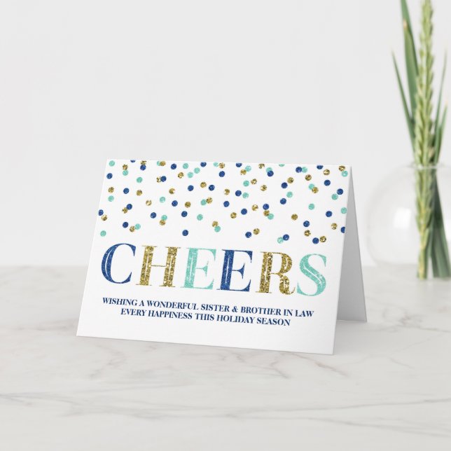 Gold Confetti Christmas Sister & Brother in Law Holiday Card (Front)