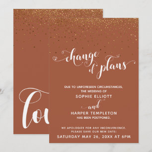 Gold Confetti Cinnamon Stick Change of Plans Card