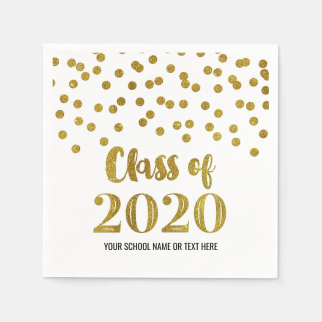 Gold Confetti Class of 2020 Graduation Napkin (Front)